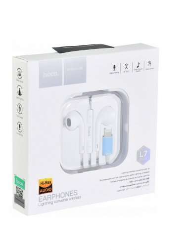 Проводная стереогарнитура HOCO L7 Plus для Apple (Lightning) (белая) &mdash; 3