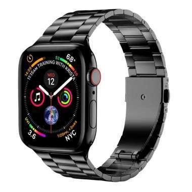 Ремешок - ApW36 для Apple Watch 38 mm металл блочный на застежке (черный) — 1